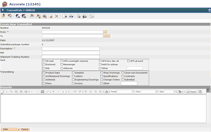 Transmittal Top Half